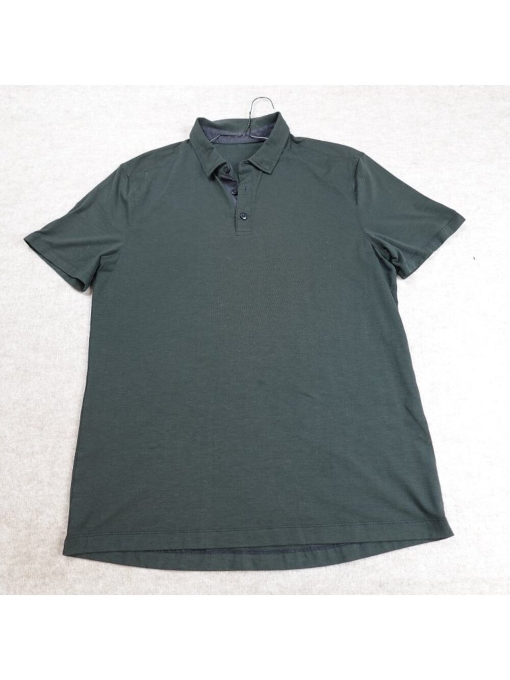 Lululemon Polo Shirt Medium Gray Black Solid Gusset Sleeves Evolution Curve Hem